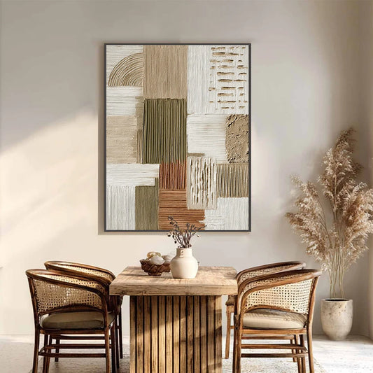 STRATA Textured Abstract Neutral Oil Painting for Modern Wall Art