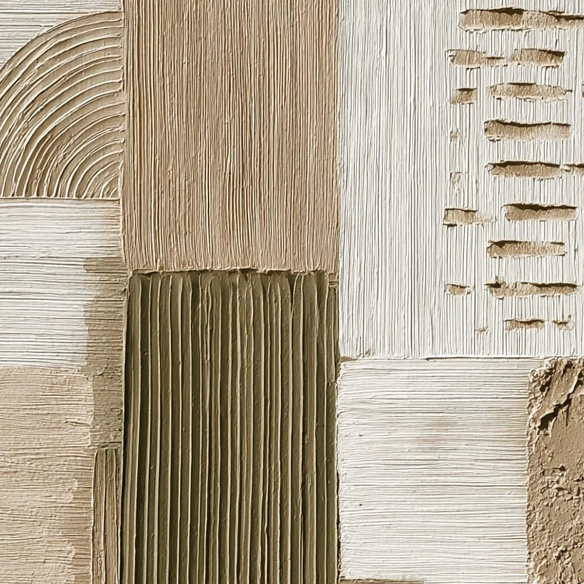 STRATA Textured Abstract Neutral Oil Painting for Modern Wall Art | rectangular format, hand-painted canvas edge