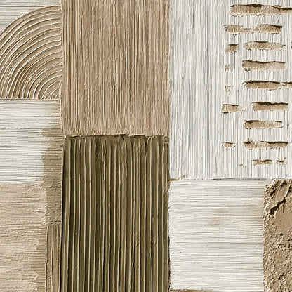 STRATA Textured Abstract Neutral Oil Painting for Modern Wall Art | rectangular format, hand-painted canvas edge
