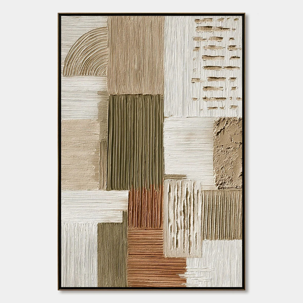 STRATA Textured Abstract Neutral Oil Painting for Modern Wall Art | hanging in living room, Abstract wall art