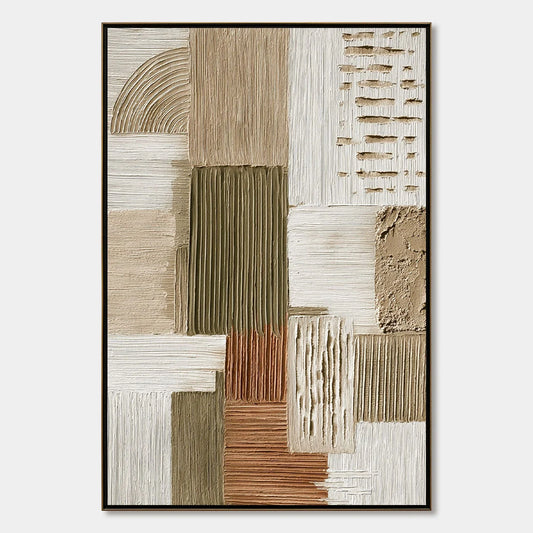 STRATA Textured Abstract Neutral Oil Painting for Modern Wall Art | hanging in living room, Abstract wall art