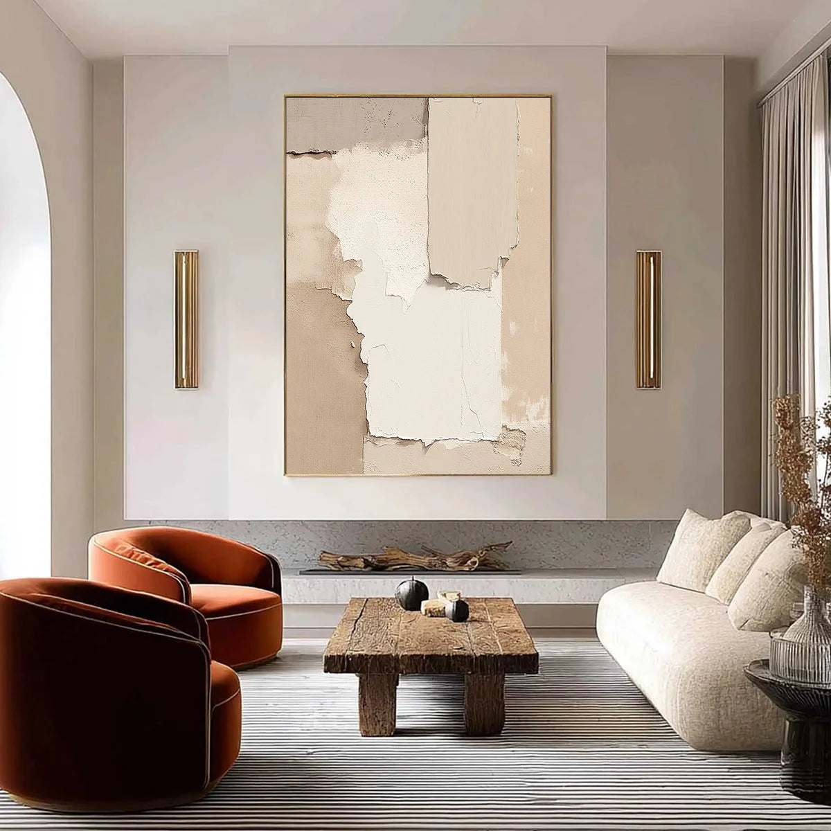 STRATA: Textured Neutral Abstract Wabi Sabi Wall Art | Abstract closeup, raised brushwork detail