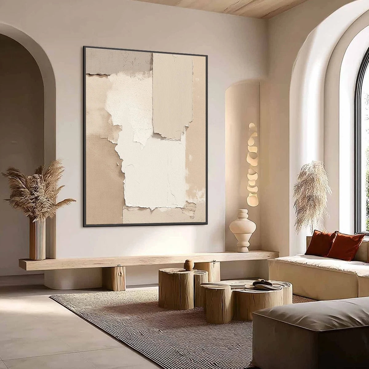 STRATA: Textured Neutral Abstract Wabi Sabi Wall Art | Abstract mood, soft natural light studio shot
