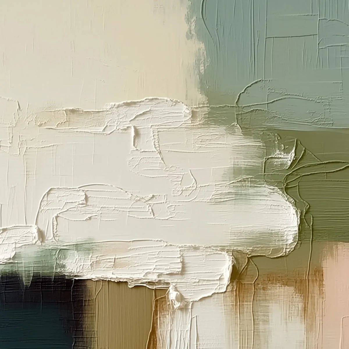 STRATA: Textured Wabi Sabi Style Abstract Impasto Painting | rectangular format, hand-painted canvas edge