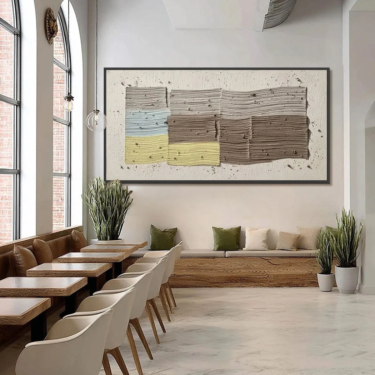 STRATA: Textured Wabi Sabi Abstract Painting in Earthy Hues | black frame version on white wall