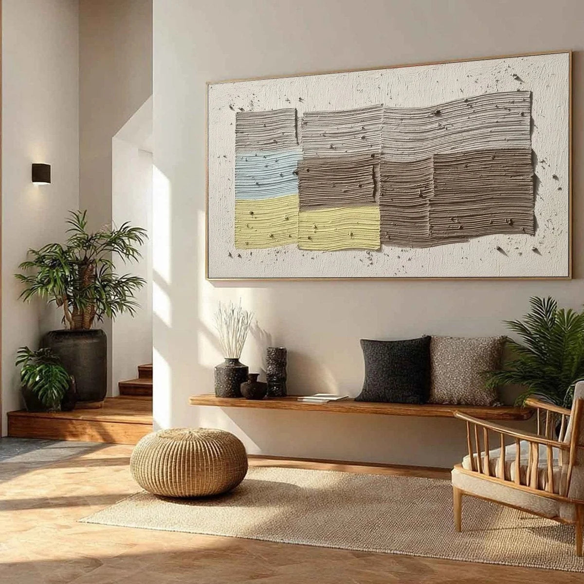 STRATA: Textured Wabi Sabi Abstract Painting in Earthy Hues | multi-color palette, original oil on stretched canvas art