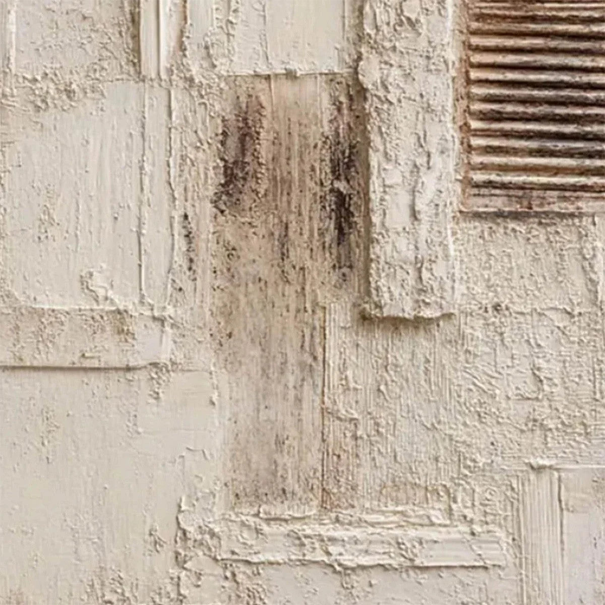 STRATA: Textured Wabi Sabi Abstract Painting in Neutral Tones | rectangular format, hand-painted canvas edge