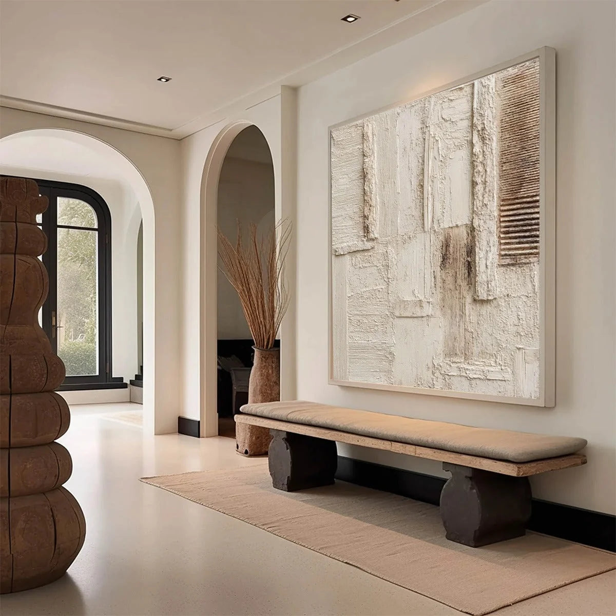 STRATA: Textured Wabi Sabi Abstract Painting in Neutral Tones | Abstract mood, soft natural light studio shot