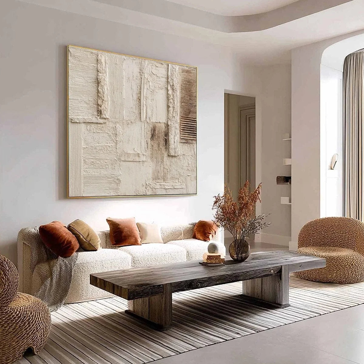 STRATA: Textured Wabi Sabi Abstract Painting in Neutral Tones | multi-color palette, original oil on stretched canvas art
