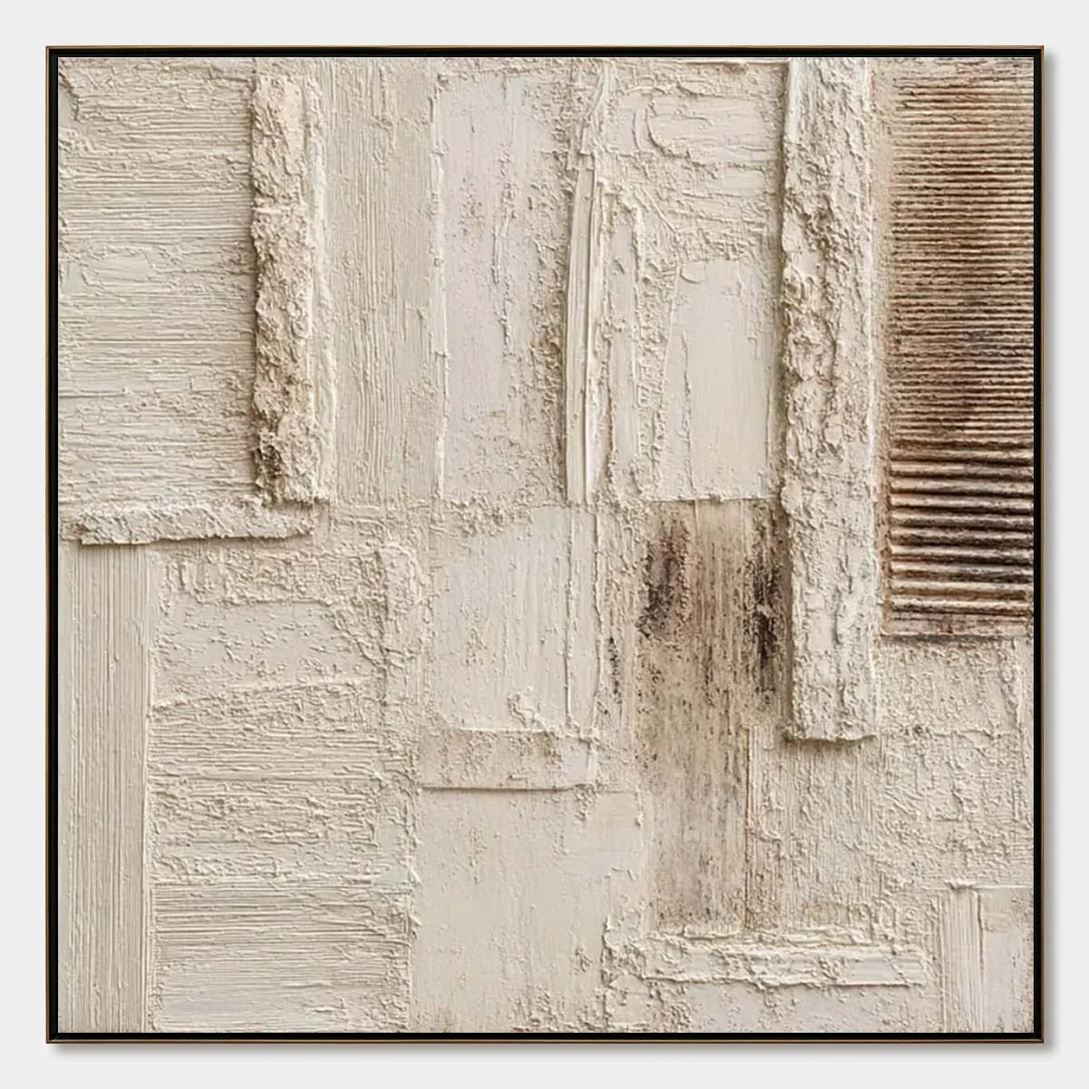 STRATA: Textured Wabi Sabi Abstract Painting in Neutral Tones | hanging in living room, Abstract wall art
