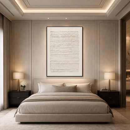 STRATA: Textured Wabi-Sabi Minimalist Abstract Painting | gold frame stretched on neutral wall