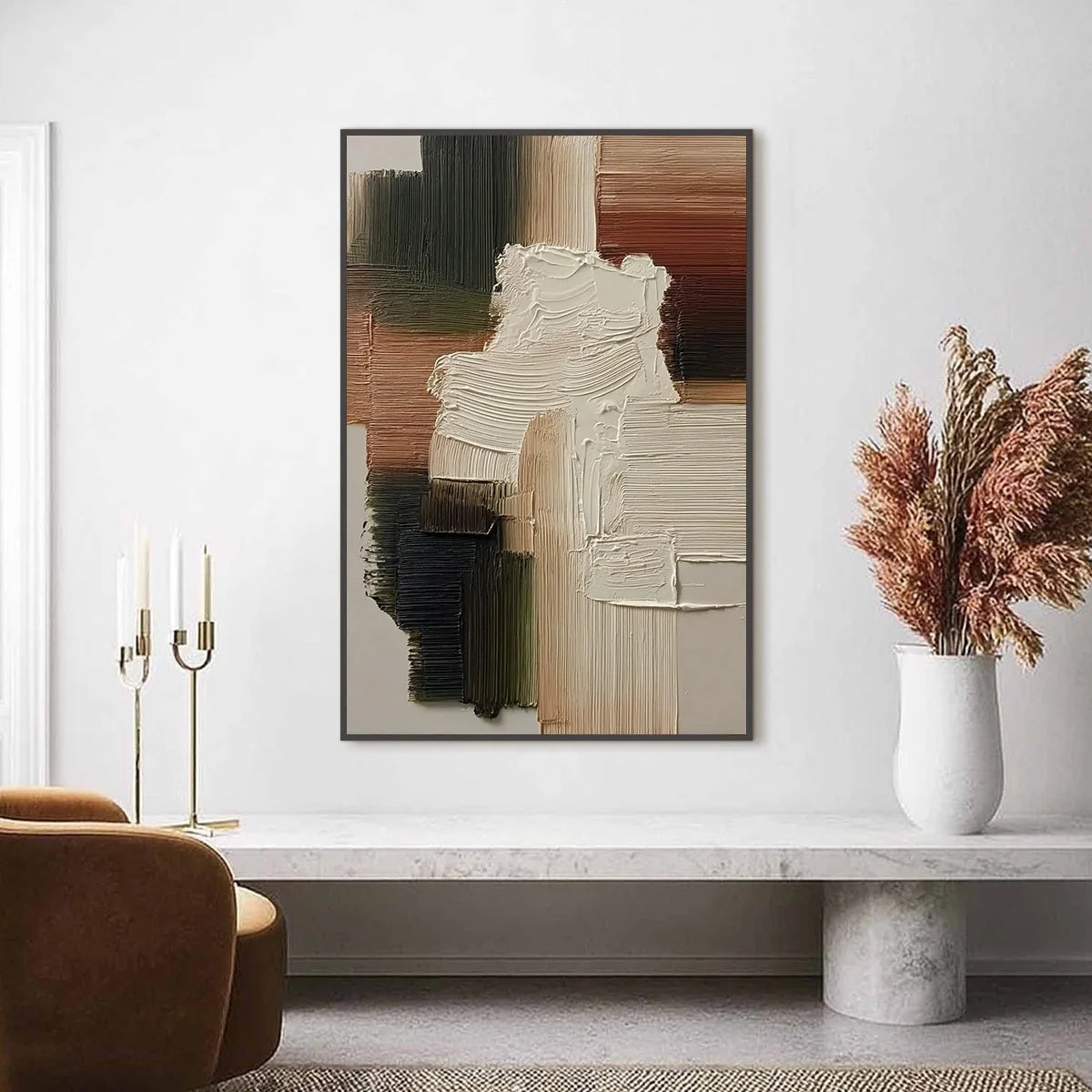STRATA: Vertical Wabi Sabi Textured Abstract Painting | Abstract closeup, raised brushwork detail