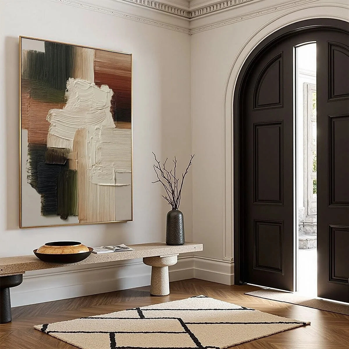 STRATA: Vertical Wabi Sabi Textured Abstract Painting | multi-color palette, original oil on stretched canvas art
