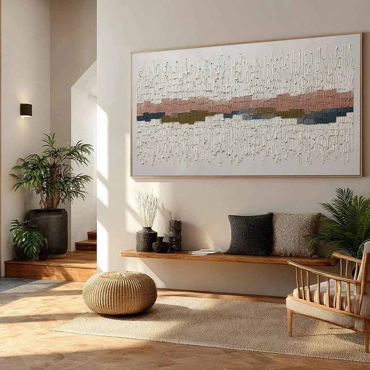 STRATA: Wabi Sabi Textured Abstract Horizontal Wall Art | multi-color palette, original oil on stretched canvas art