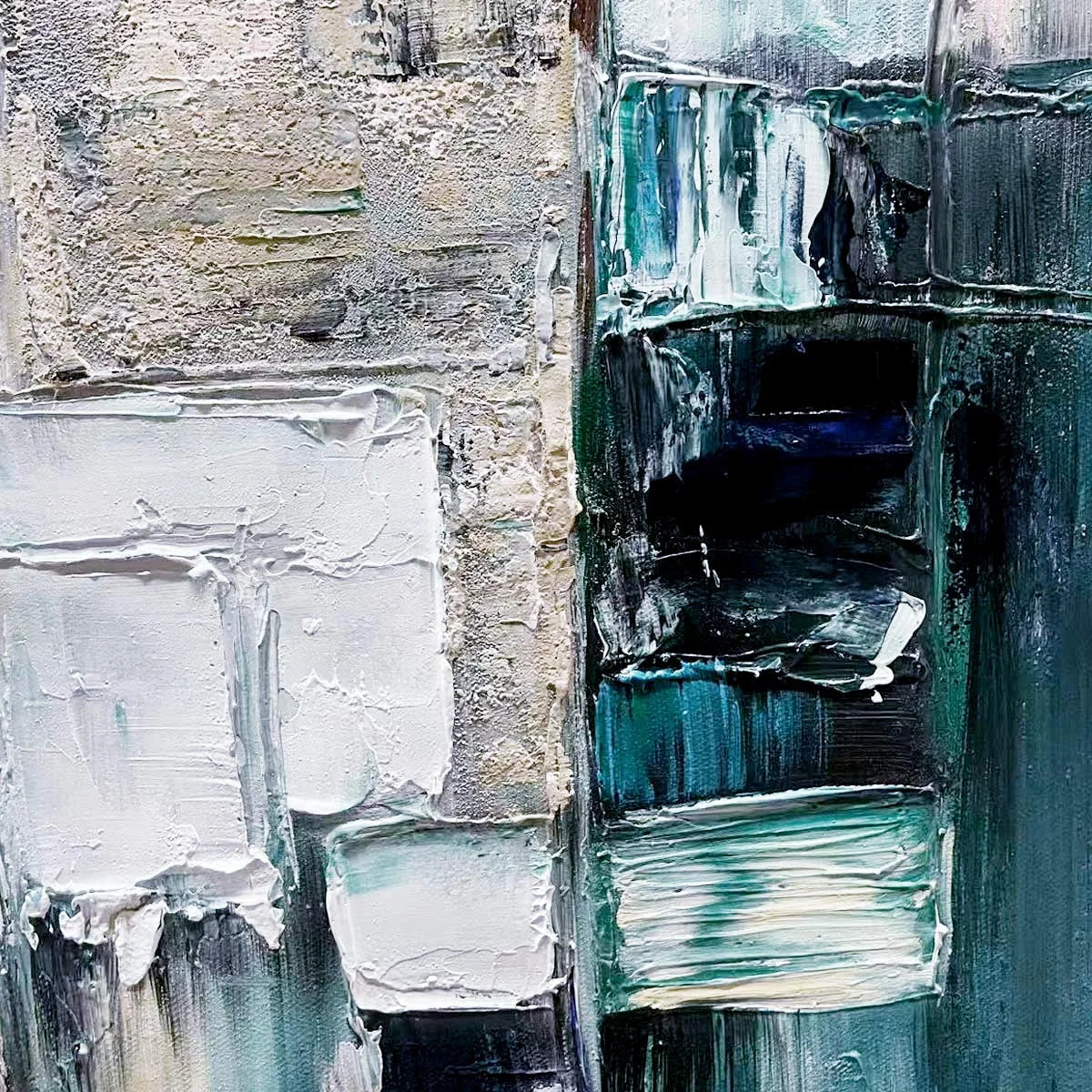 STRATUM: Heavily Textured Abstract Impasto Oil Painting | rectangular format, hand-painted canvas edge