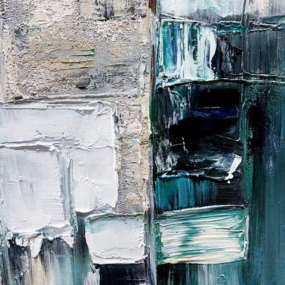 STRATUM: Heavily Textured Abstract Impasto Oil Painting | rectangular format, hand-painted canvas edge