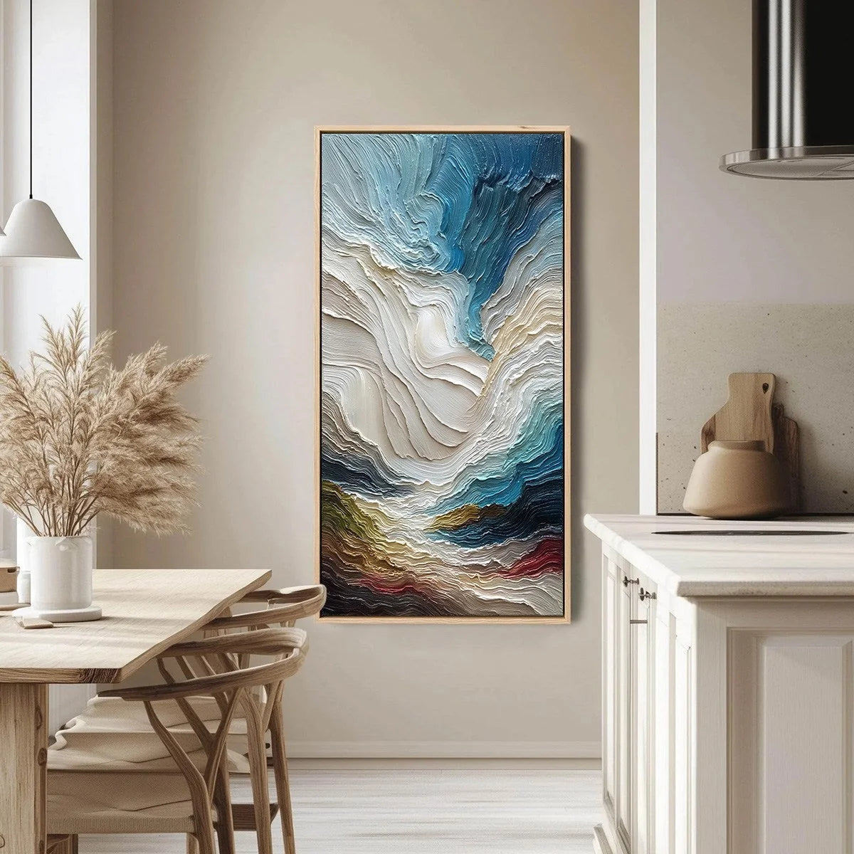 STRATUM: Vertical Abstract Impasto Landscape Painting | Abstract closeup, raised brushwork detail