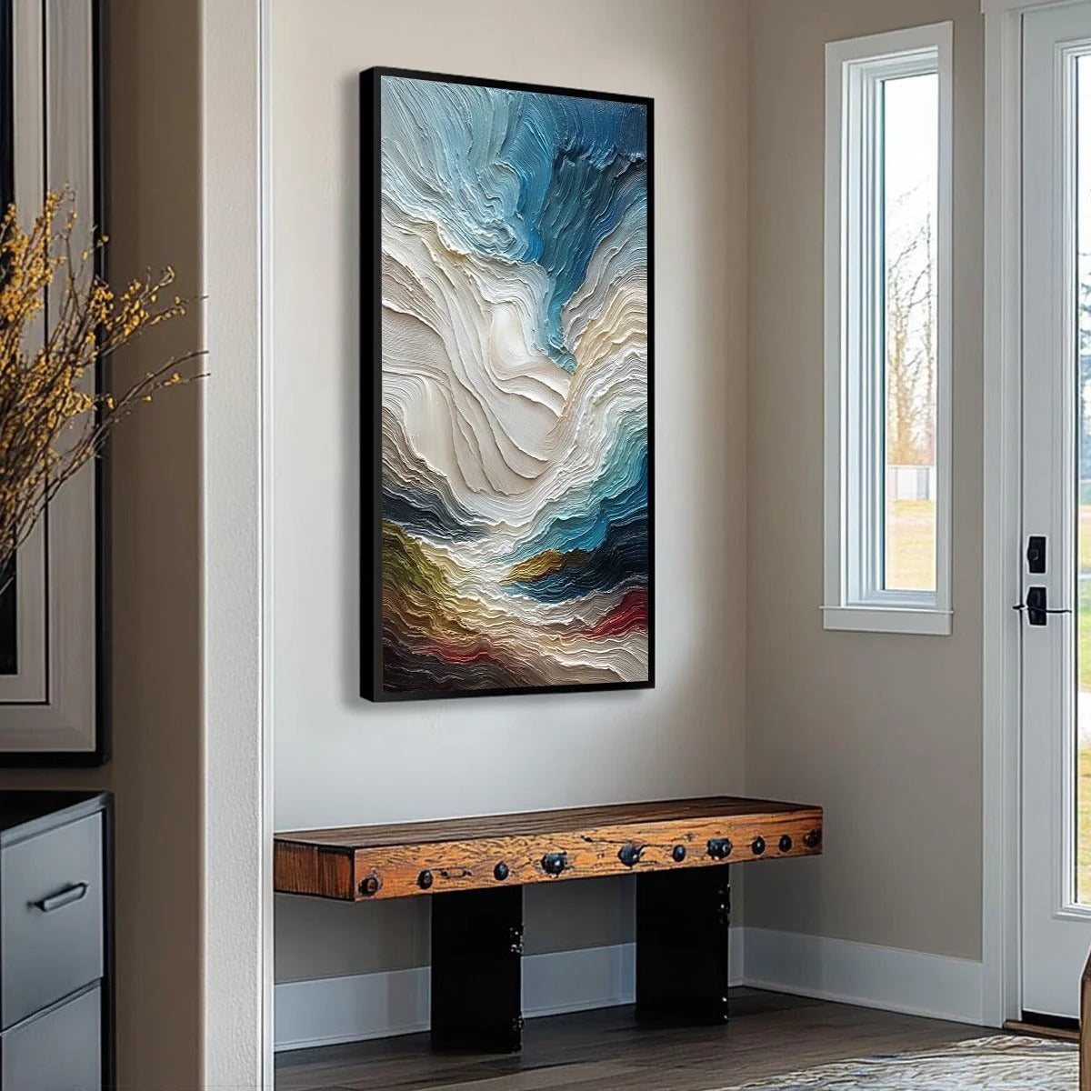STRATUM: Vertical Abstract Impasto Landscape Painting | multi-color palette, original oil on stretched canvas art