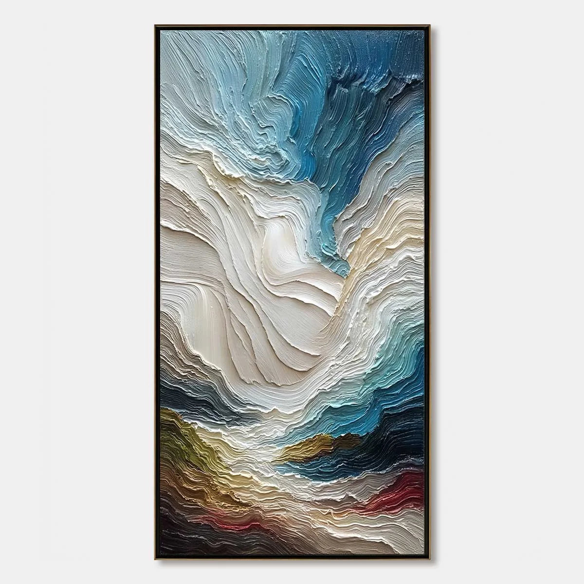 STRATUM: Vertical Abstract Impasto Landscape Painting | hanging in living room, Abstract wall art
