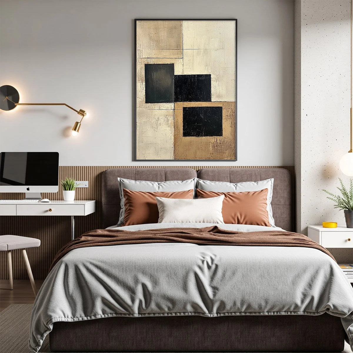 STRUCTURED BALANCE: Minimalist Abstract Oil Painting | rolled canvas, ready for custom framing