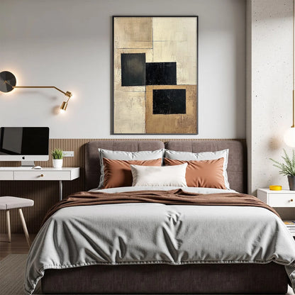 STRUCTURED BALANCE: Minimalist Abstract Oil Painting | rolled canvas, ready for custom framing