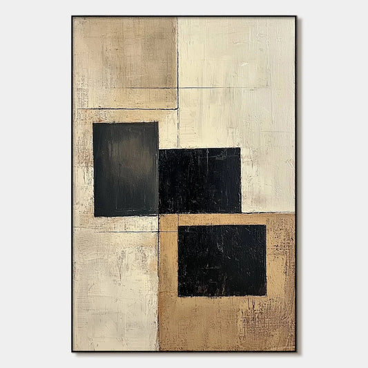 STRUCTURED BALANCE: Minimalist Abstract Oil Painting | hanging in living room, Minimalist wall art