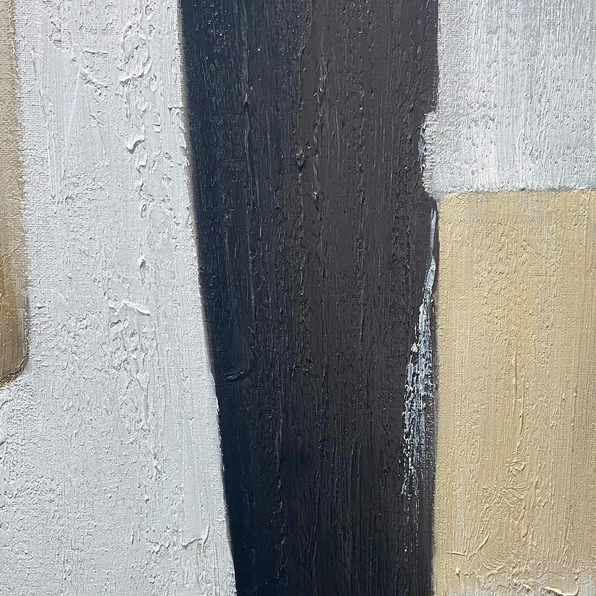 STRUCTURED CALM: Textured Minimalist Abstract Oil Painting | rectangular format, hand-painted canvas edge