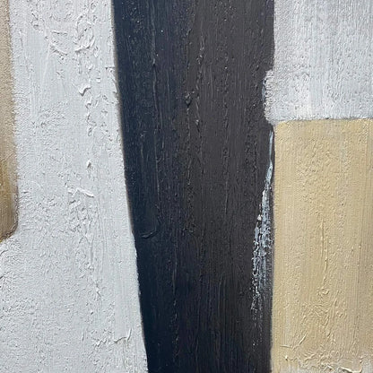 STRUCTURED CALM: Textured Minimalist Abstract Oil Painting | rectangular format, hand-painted canvas edge