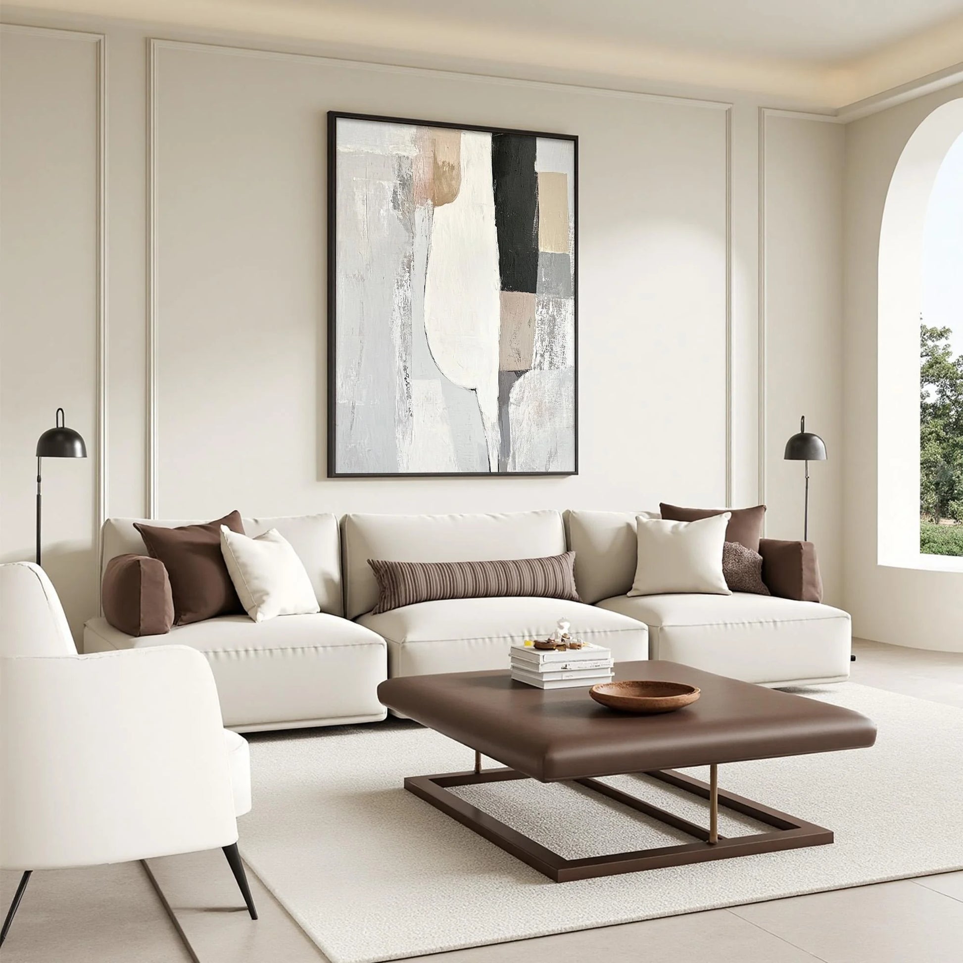 STRUCTURED CALM: Textured Minimalist Abstract Oil Painting | rolled canvas, ready for custom framing