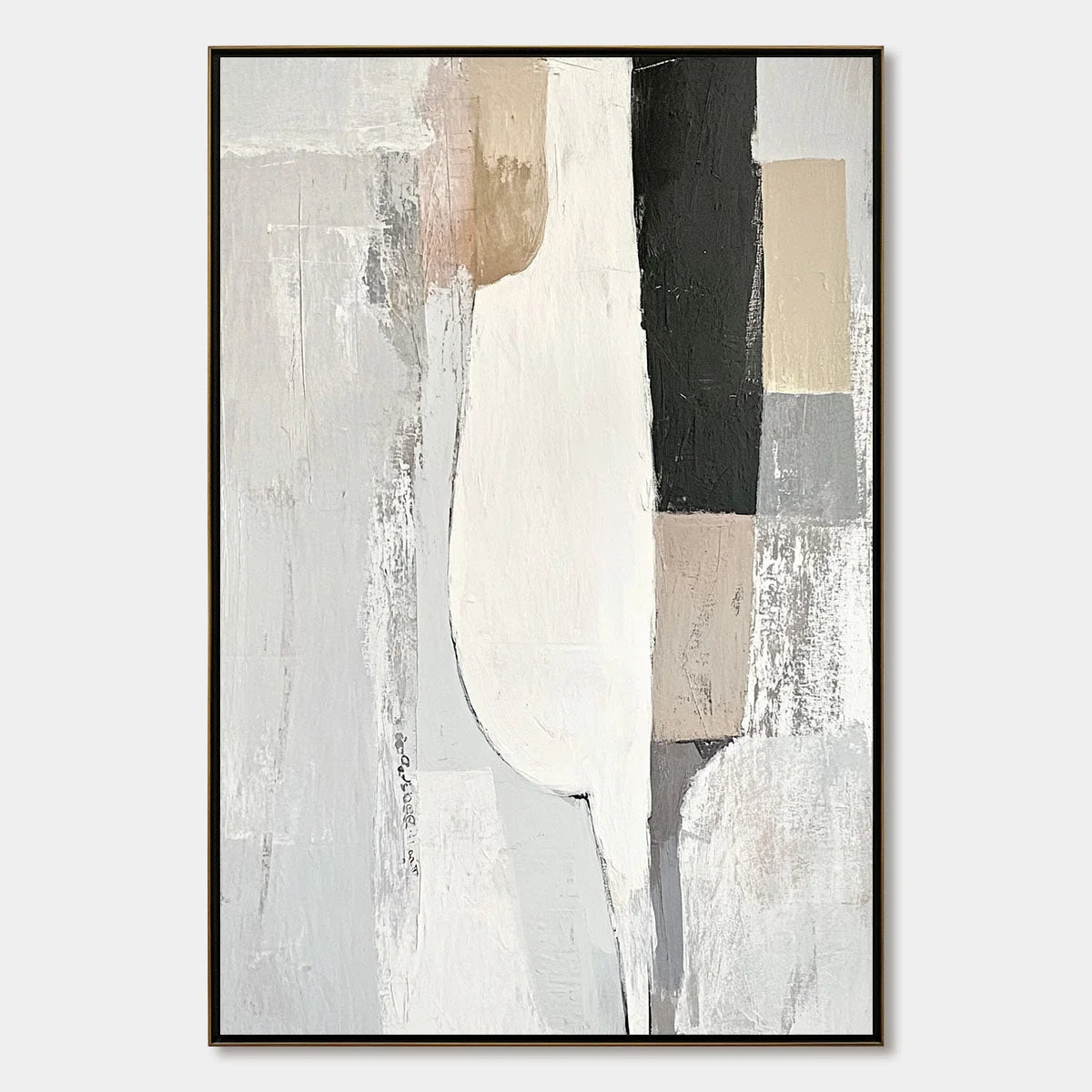 STRUCTURED CALM: Textured Minimalist Abstract Oil Painting | hanging in living room, Minimalist wall art