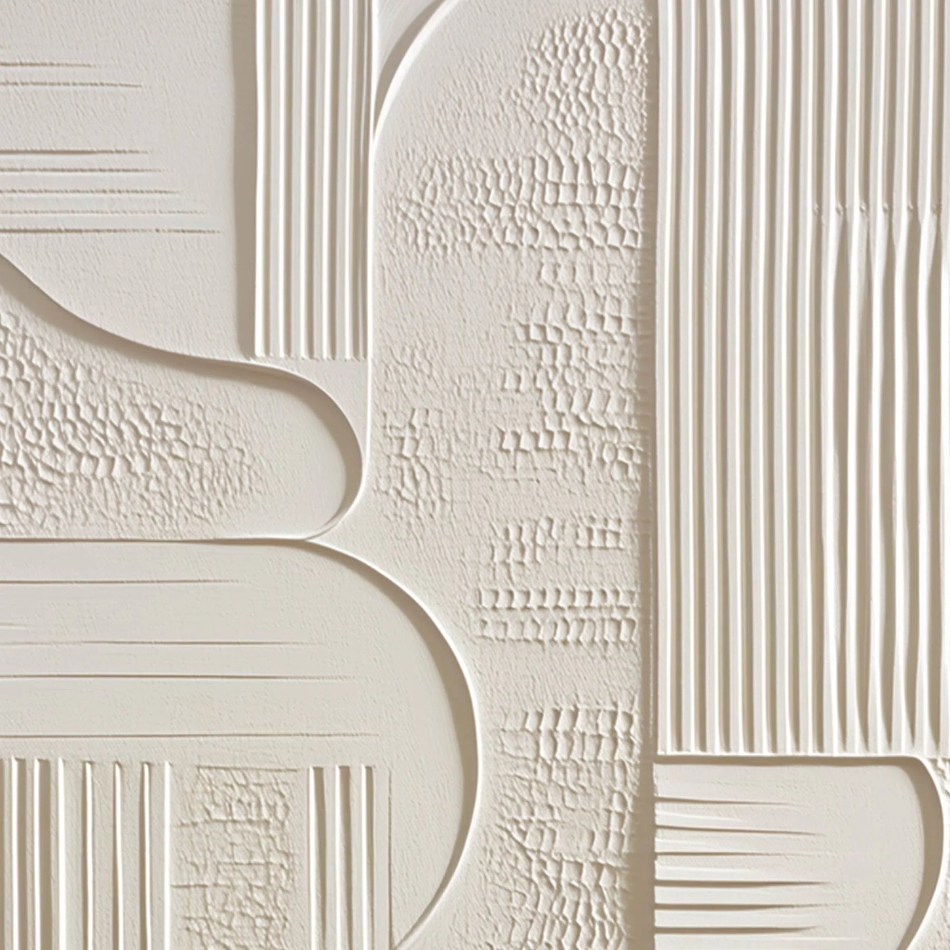 STRUCTURED CALM: Textured White Minimalist Abstract Wabi Sabi Wall Art | rectangular format, hand-painted canvas edge