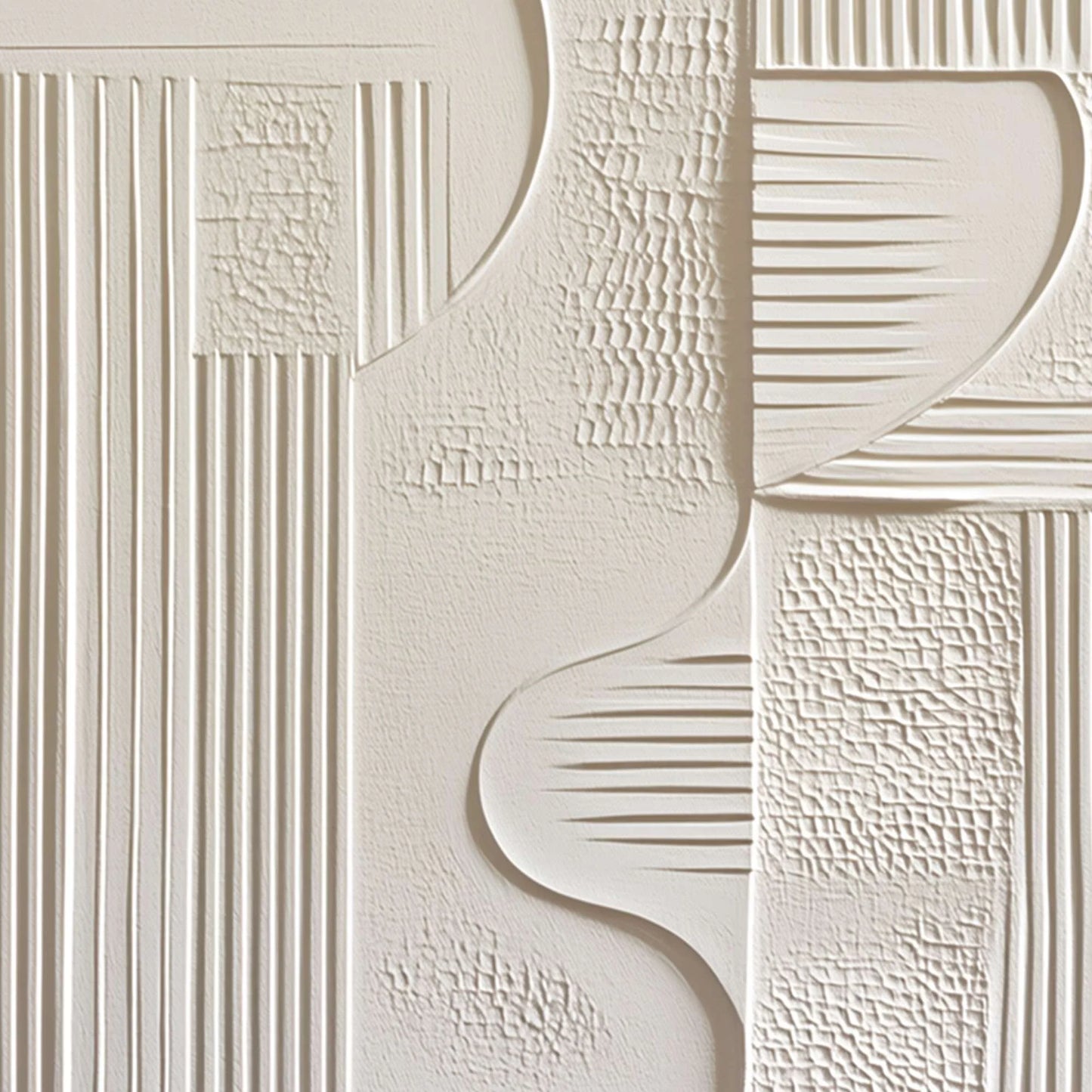 STRUCTURED CALM: Textured White Minimalist Abstract Wabi Sabi Wall Art | rolled canvas, ready for custom framing