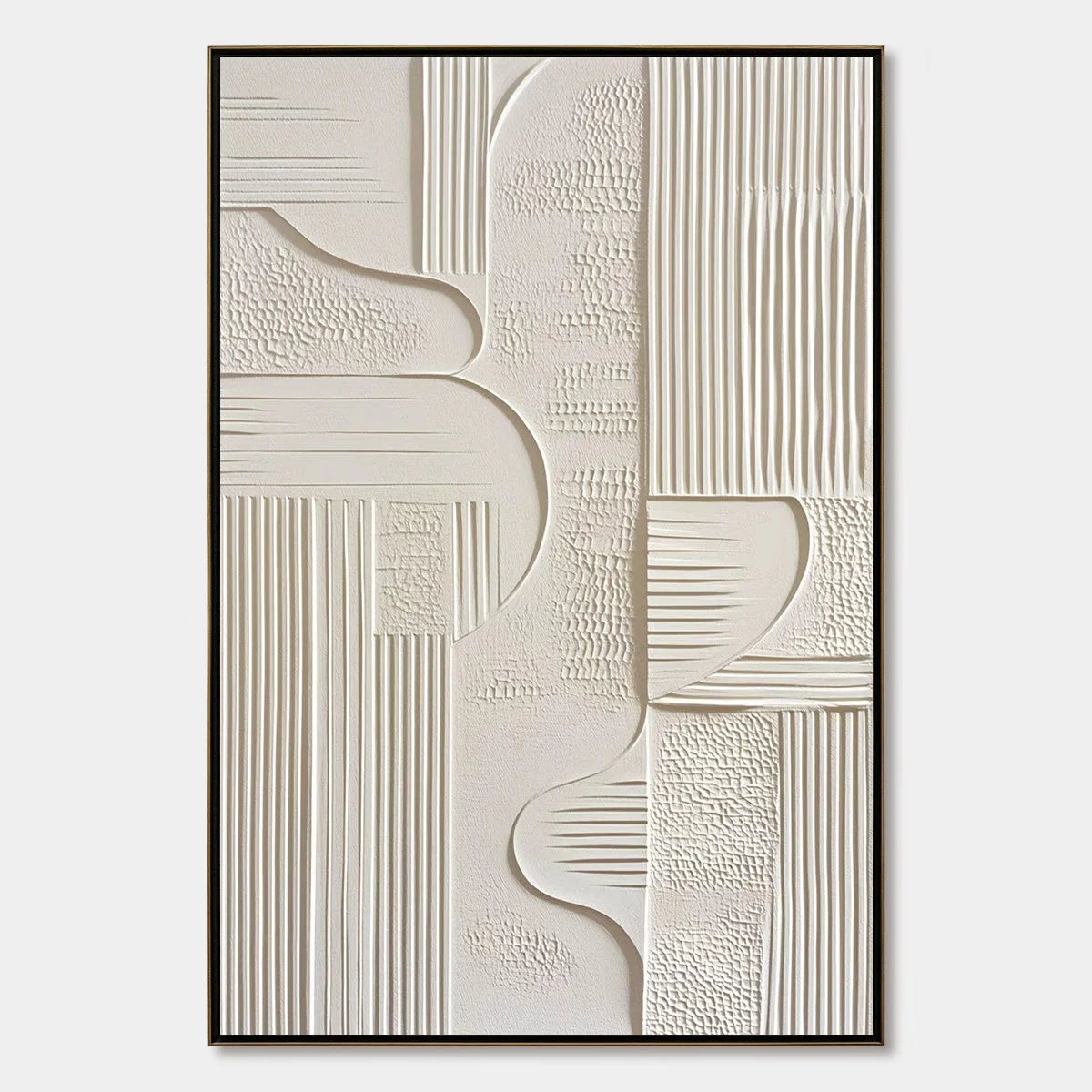 STRUCTURED CALM: Textured White Minimalist Abstract Wabi Sabi Wall Art | hanging in living room, Minimalist wall art
