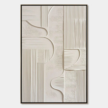 STRUCTURED CALM: Textured White Minimalist Abstract Wabi Sabi Wall Art | hanging in living room, Minimalist wall art