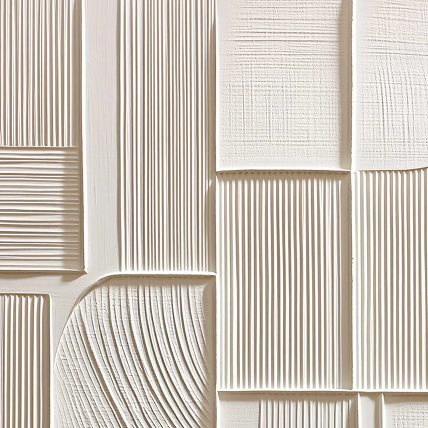 STRUCTURED CALM: Textured White Minimalist Abstract Wall Art | rectangular format, hand-painted canvas edge