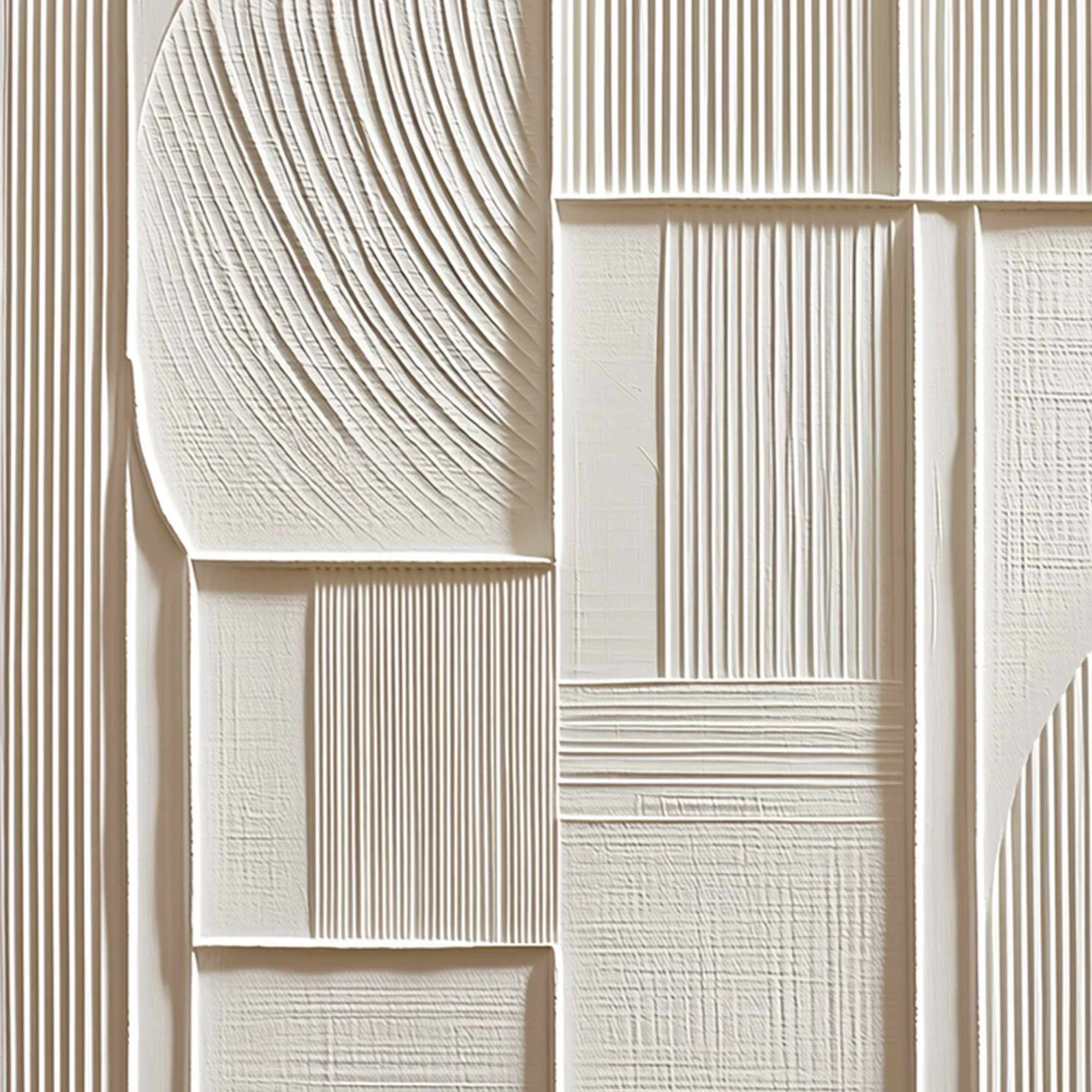 STRUCTURED CALM: Textured White Minimalist Abstract Wall Art | rolled canvas, ready for custom framing