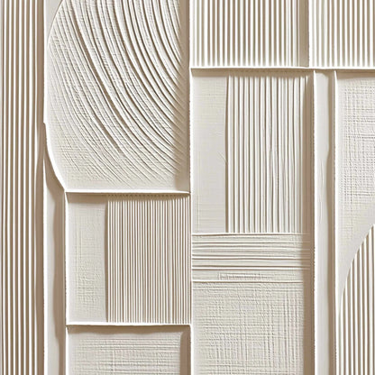 STRUCTURED CALM: Textured White Minimalist Abstract Wall Art | rolled canvas, ready for custom framing