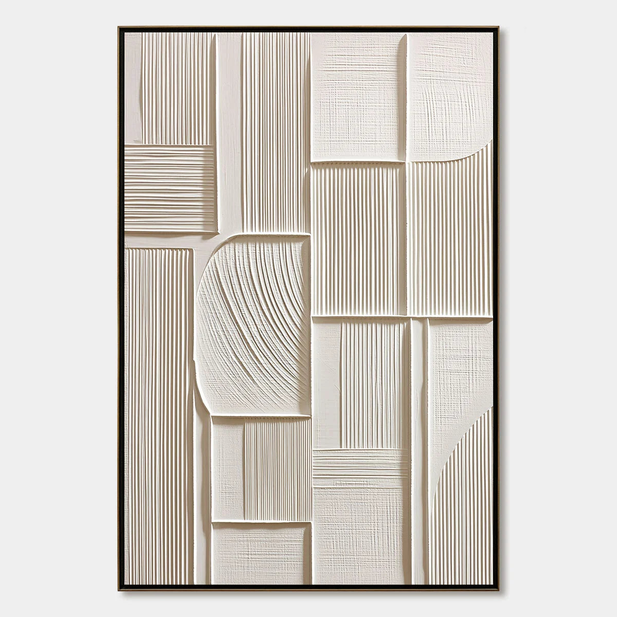STRUCTURED CALM: Textured White Minimalist Abstract Wall Art | hanging in living room, Minimalist wall art