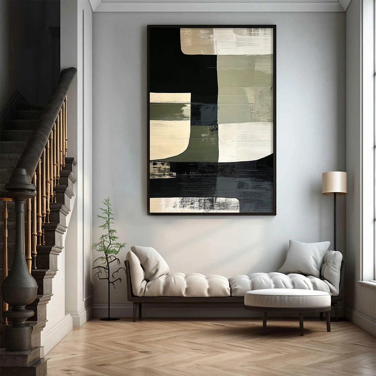 STRUCTURED FORMS: Minimalist Abstract Block Oil Painting | Minimalist closeup, raised brushwork detail