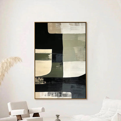STRUCTURED FORMS: Minimalist Abstract Block Oil Painting | rolled canvas, ready for custom framing