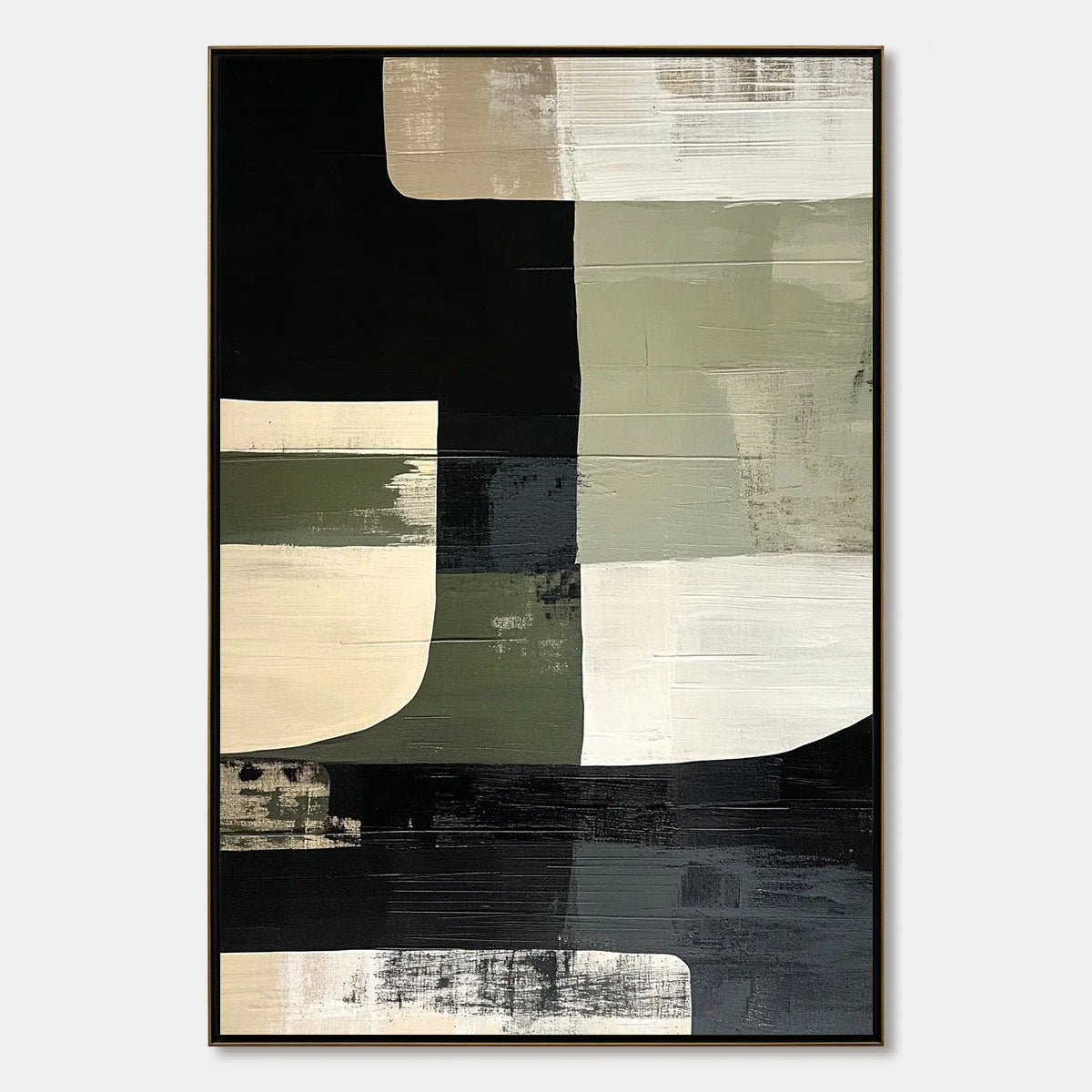 STRUCTURED FORMS: Minimalist Abstract Block Oil Painting | hanging in living room, Minimalist wall art