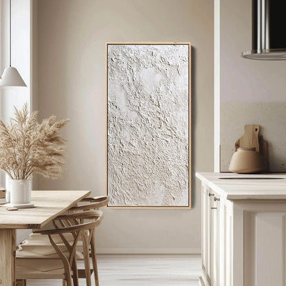 STUCCO: Heavily Textured Wabi Sabi Abstract Painting | gold frame stretched on neutral wall