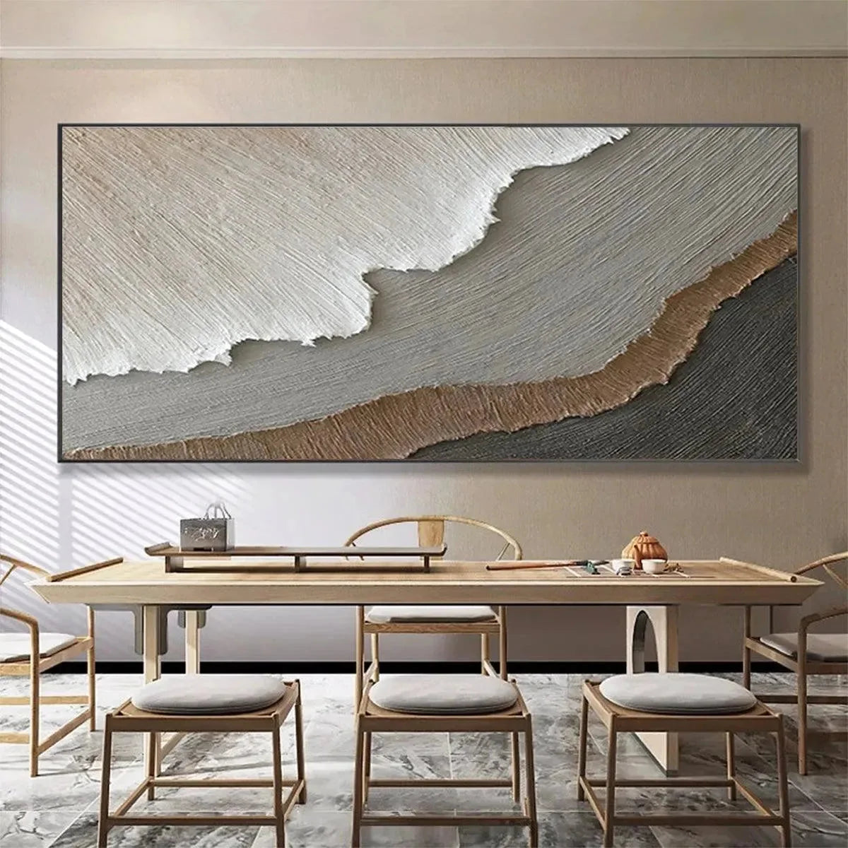 EARTH TONES: Textured Abstract Landscape Painting in Neutral Colors | Abstract closeup, raised brushwork detail