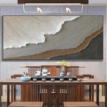 EARTH TONES: Textured Abstract Landscape Painting in Neutral Colors | Abstract mood, soft natural light studio shot