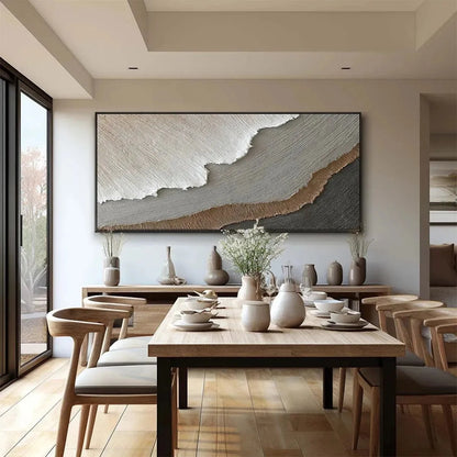 EARTH TONES: Textured Abstract Landscape Painting in Neutral Colors | beige palette, original Hand-painted on premium stretched canvas using artist-grade oils; rich layered surface combines smooth ...