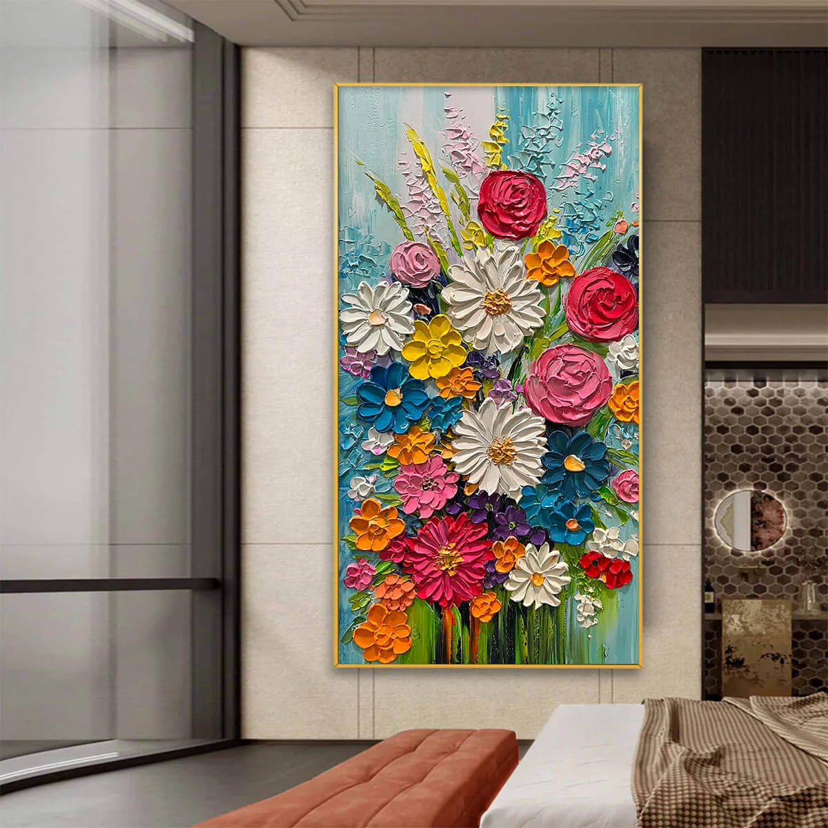 SUMMER BOUQUET: Colorful Floral Impasto Oil Painting | rolled canvas, ready for custom framing