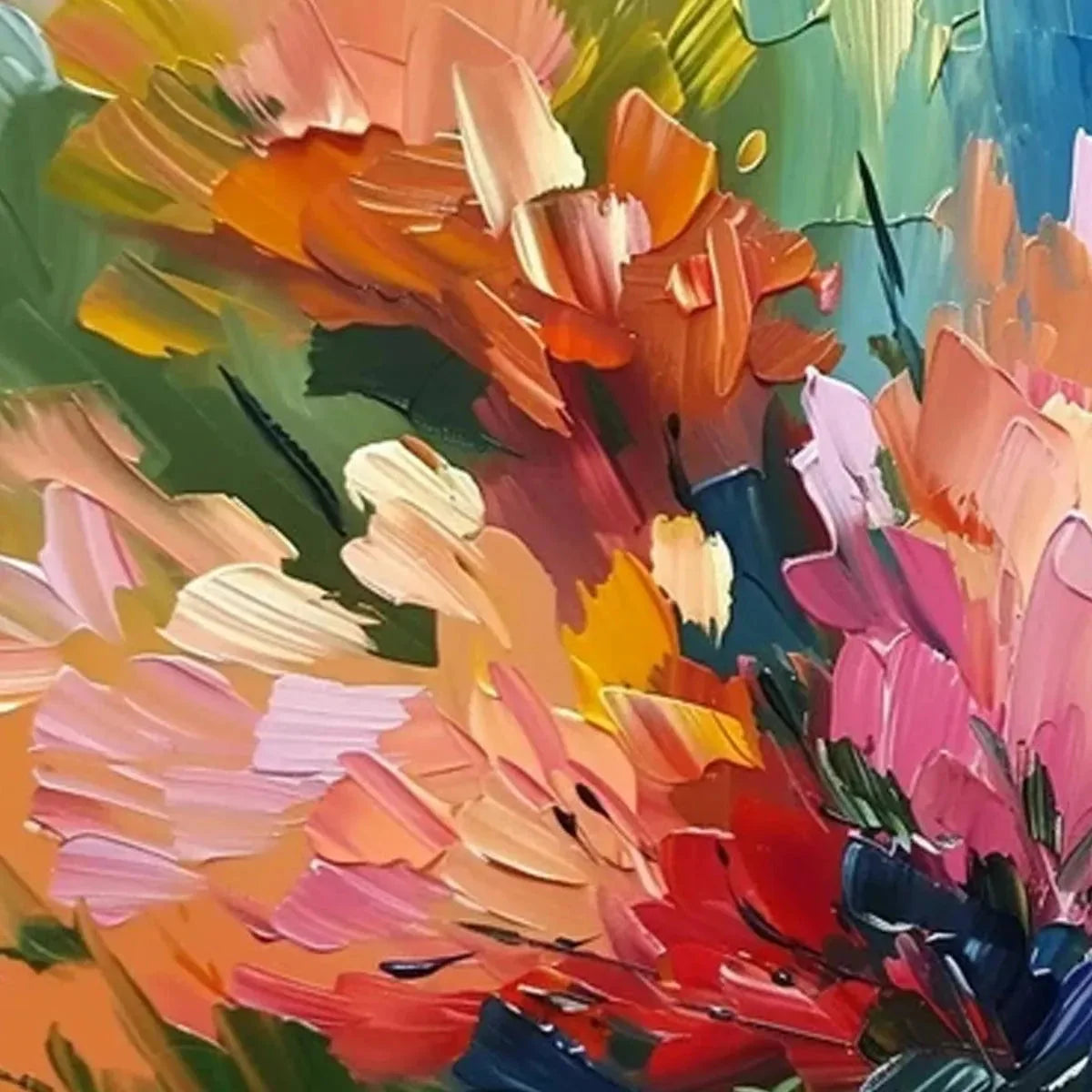 SUMMER BOUQUET: Impressionistic Floral Painting in Vibrant Colors | rolled canvas, ready for custom framing