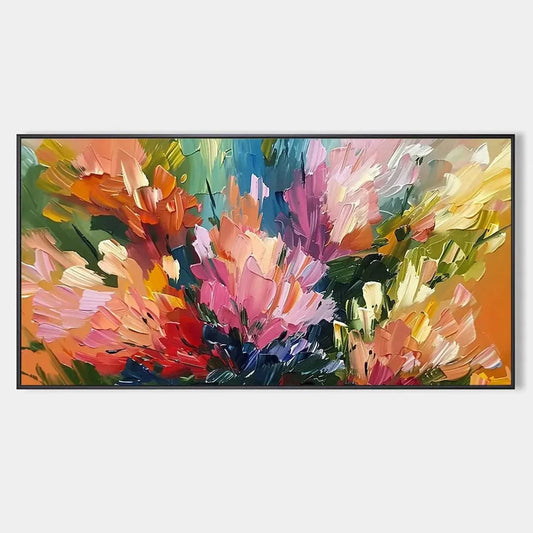 SUMMER BOUQUET: Impressionistic Floral Painting in Vibrant Colors | hanging in living room, Impressionist wall art