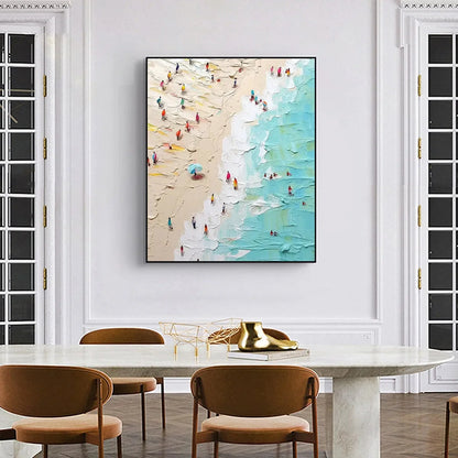 SUMMER HOLIDAY: Colorful Impasto Beach Scene Oil Painting | Abstract closeup, raised brushwork detail