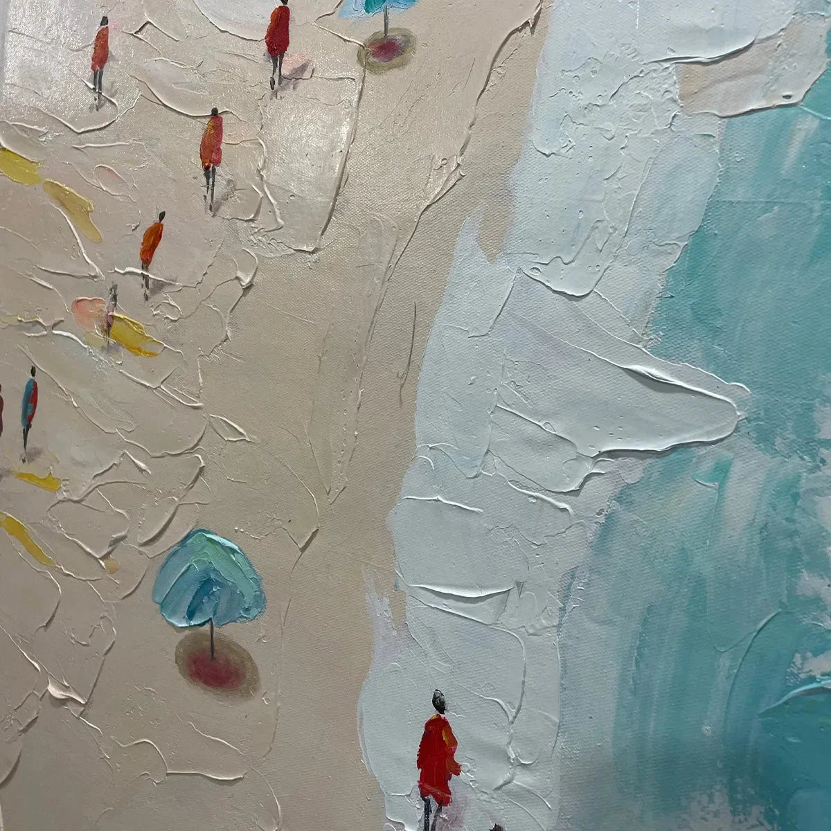 SUMMER HOLIDAY: Colorful Impasto Beach Scene Oil Painting | rolled canvas, ready for custom framing